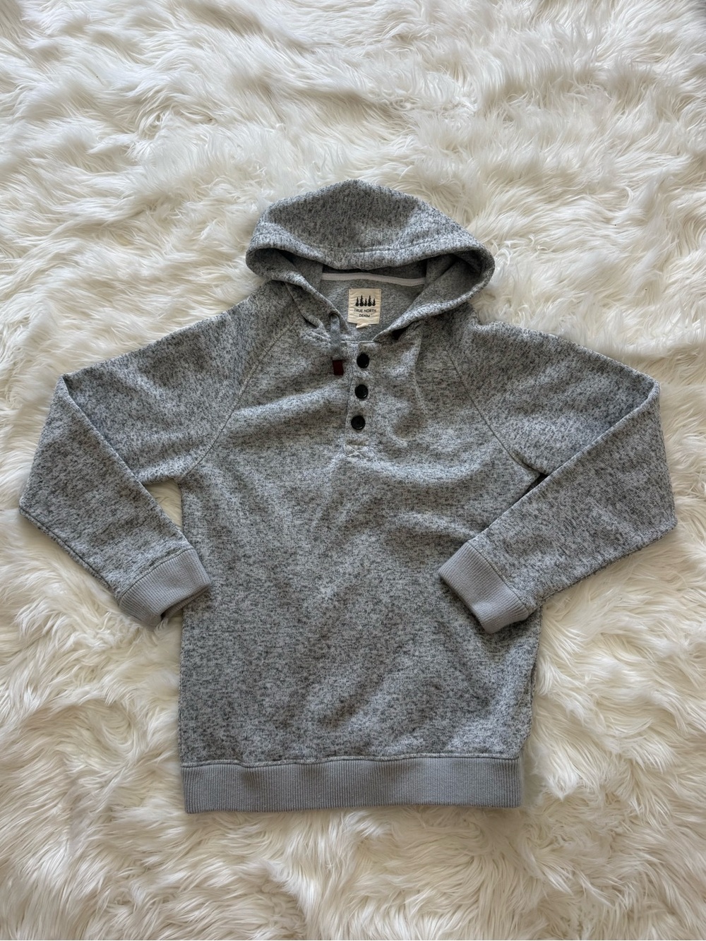 TRUE NORTH DENIM - Hooded Pullover Sweatshirt with Button Henley